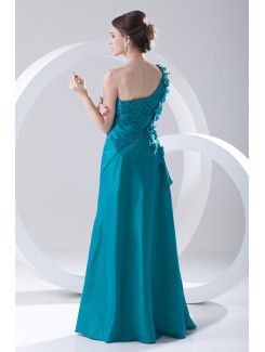 Taffeta Asymmetrical A-line Floor Length Embroidered Prom Dress