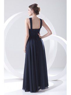 Chiffon Jewel Column Floor Length Embroidered Prom Dress