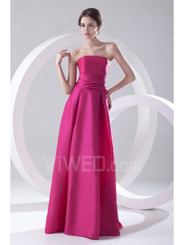 Taffeta Strapless Sheath Floor Length Prom Dress