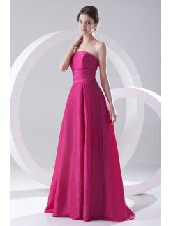 Taffeta Strapless Sheath Floor Length Prom Dress