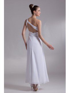 Chiffon Straps Ankle-Length Column Embroidered Wedding Dress