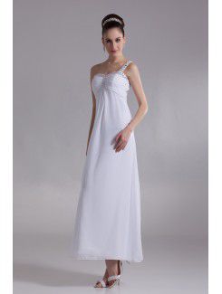 Chiffon Straps Ankle-Length Column Embroidered Wedding Dress