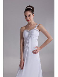 Chiffon Straps Ankle-Length Column Embroidered Wedding Dress