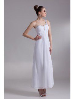 Chiffon Straps Ankle-Length Column Embroidered Wedding Dress