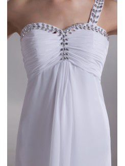 Chiffon Straps Ankle-Length Column Embroidered Wedding Dress