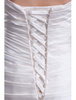 Satin Sweetheart Sweep Train Sheath Directionally Ruched Wedding Dress