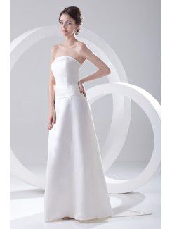 Satin Strapless A-line Floor Length Prom Dress