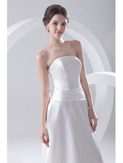 Satin Strapless A-line Floor Length Prom Dress