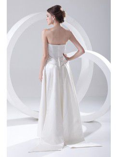 Satin Strapless A-line Floor Length Prom Dress