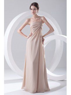 Chiffon én-skulder kolonne ladlængde prom dress