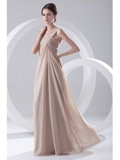 Chiffon One-Shoulder Column Floor Length Prom Dress