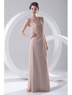 Chiffon One-Shoulder Column Floor Length Prom Dress