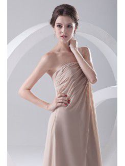 Chiffon One-Shoulder Column Floor Length Prom Dress