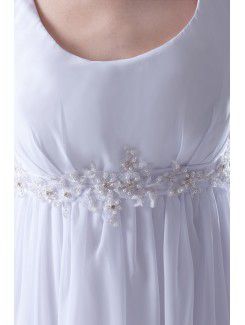 Chiffon Square Column Sweep Train Embroidered Prom Dress