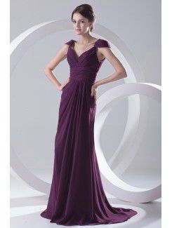 Chiffon V-Neckline A-line Sweep Train Prom Dress