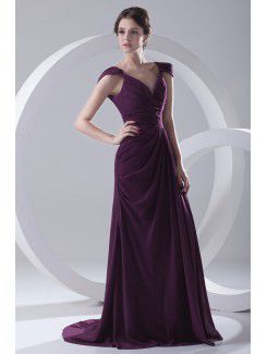 Chiffon V-Neckline A-line Sweep Train Prom Dress