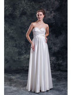 Satin Sweetheart Floor Length Column Embroidered Wedding Dress