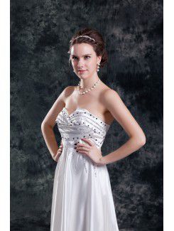 Satin Sweetheart Floor Length Column Embroidered Wedding Dress