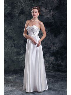 Satin Sweetheart Floor Length Column Embroidered Wedding Dress