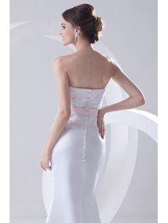 Satin Strapless Mermaid Floor-Length Sash Prom Dress