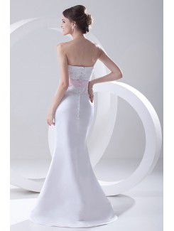 Satin Strapless Mermaid Floor-Length Sash Prom Dress