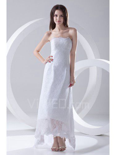 Lace Strapless Column Ankle-Length Prom Dress