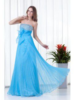 Organza Strapless Empire line Floor-Length Embroidered Prom Dress