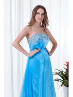 Organza Strapless Empire line Floor-Length Embroidered Prom Dress