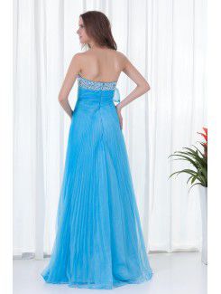 Organza Strapless Empire line Floor-Length Embroidered Prom Dress