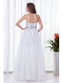 Organza Sweetheart A-line Floor-Length Sequins Prom Dress