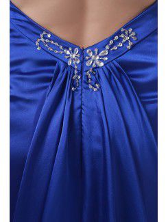 Satin V-Neckline Sheath Sweep Train Embroidered Prom Dress