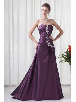 Taffeta Sweetheart A-line Floor-Length Embroidered Prom Dress