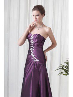 Taffeta Sweetheart A-line Floor-Length Embroidered Prom Dress