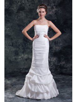 Taffeta Strapless Sweep Train Column Wedding Dress