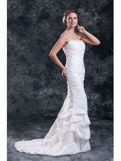 Taffeta Strapless Sweep Train Column Wedding Dress