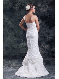 Taffeta Strapless Sweep Train Column Wedding Dress