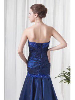 Taffeta Strapless Sheath Floor-Length Embroidered Prom Dress