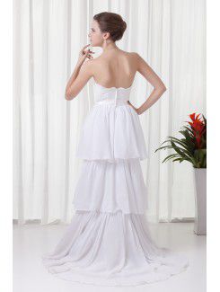 Chiffon Strapless Empire line Sweep Train Sash Prom Dress