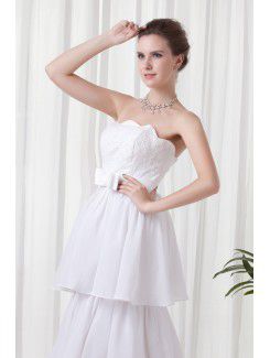 Chiffon Strapless Empire line Sweep Train Sash Prom Dress