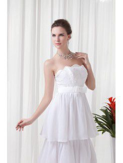 Chiffon Strapless Empire line Sweep Train Sash Prom Dress