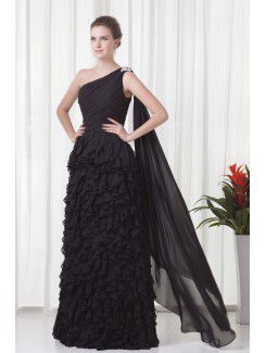 Chiffon Asymmetrical Column Floor-Length Prom Dress