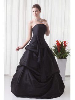 Tafetá strapless uma linha do assoalho-comprimento vestido de baile