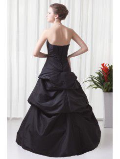 Taffeta Strapless A-line Floor-Length Prom Dress