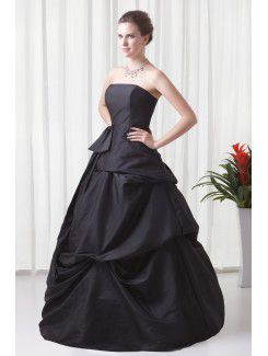 Taffeta Strapless A-line Floor-Length Prom Dress