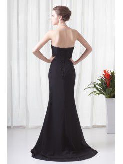 Chiffon Strapless Sheath Sweep train Prom Dress