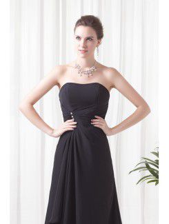 Chiffon Strapless Sheath Sweep train Prom Dress