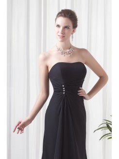 Chiffon Strapless Sheath Sweep train Prom Dress