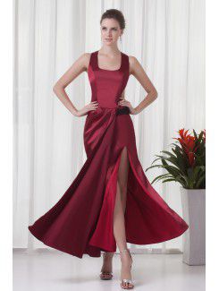 Satin Square Sheath Ankle-Length Prom Dress