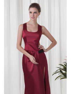 Satin Square Sheath Ankle-Length Prom Dress