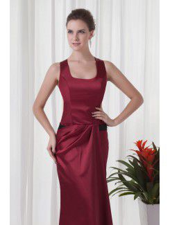 Satin Square Sheath Ankle-Length Prom Dress